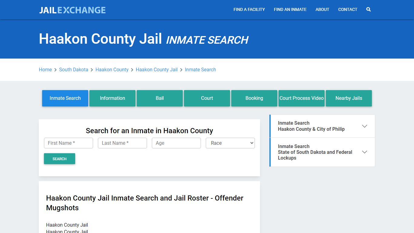 Haakon County Jail, SD Inmate Search: Roster & Mugshots