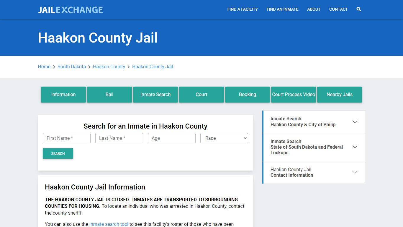 Haakon County Jail Roster Lookup, SD, Inmate Search